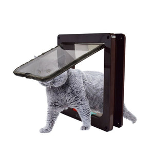 4 Way Lockable Dog Cat Kitten Door Security Flap Door ABS Plastic S/M/L Animal Small Pet Cat Dog Gate Door Pet Supplies